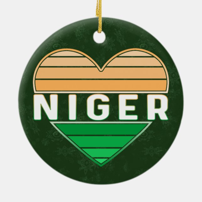I Love Niger, Nigerien Heart Ceramic Tree Decoration (Back)