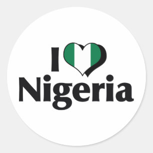 I Love Nigeria Flag Classic Round Sticker