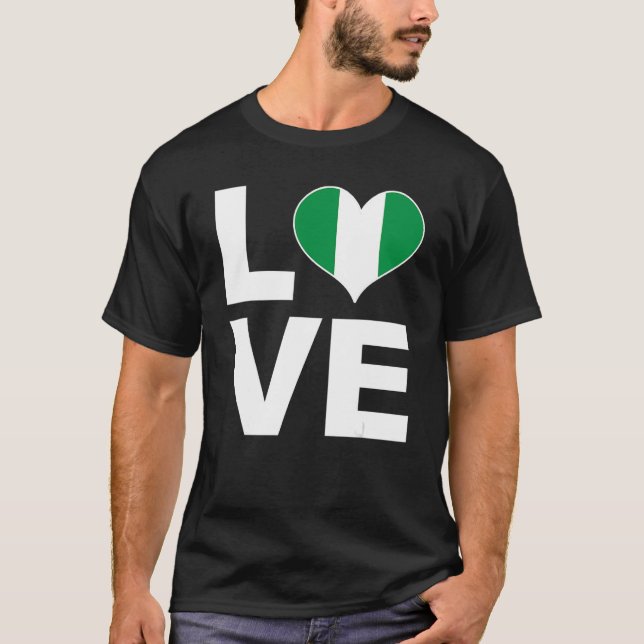 I Love Nigeria  Heart Flag Nigeria T-Shirt (Front)