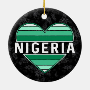 I Love Nigeria, Nigerian Heart Ceramic Tree Decoration