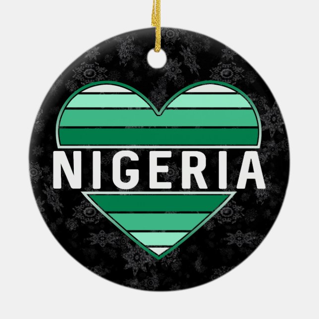 I Love Nigeria, Nigerian Heart Ceramic Tree Decoration (Back)