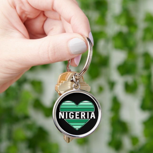 I Love Nigeria, Nigerian Heart Key Ring (Hand)