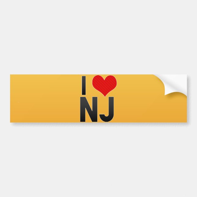 I Love NJ Bumper Sticker (Front)