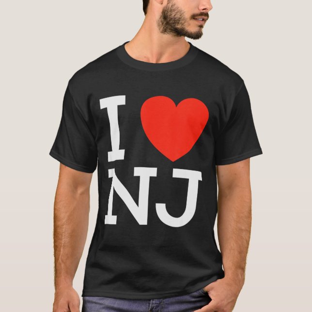 I Love Nj - Heart T Shirt For New Jersey Lovers  (Front)