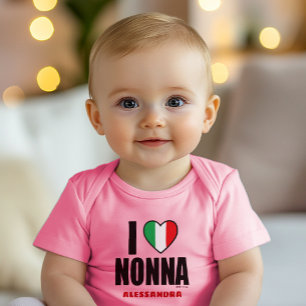 I LOVE NONNA personalised Pink Baby Bodysuit