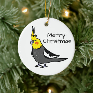 I Love Normal Grey Cockatiels Ceramic Tree Decoration