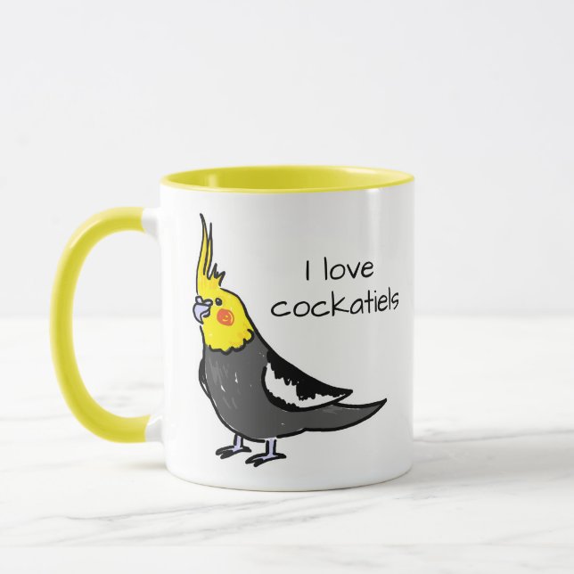 I Love Normal Grey Cockatiels Mug (Left)