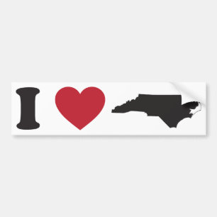 I Love North Carolina Bumper Sticker