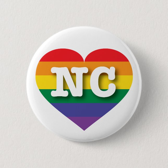 I Love North Carolina Rainbow Heart 6 Cm Round Badge (Front)