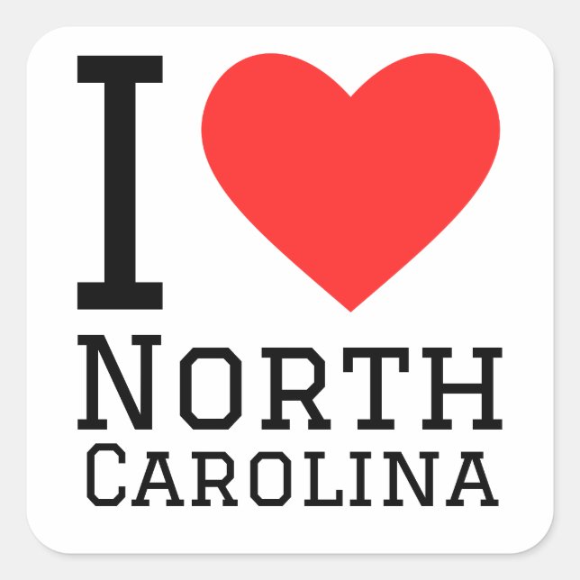 I love North Carolina Square Sticker (Front)