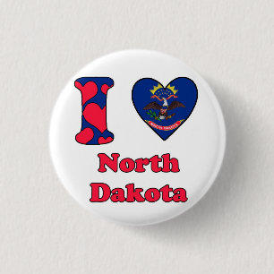 I love North Dakota 3 Cm Round Badge