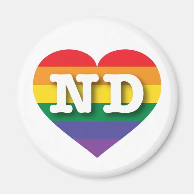 I Love North Dakota Rainbow Heart Magnet (Front)