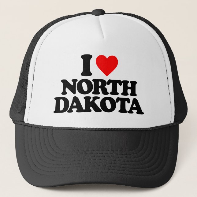 I LOVE NORTH DAKOTA TRUCKER HAT (Front)