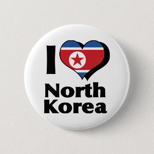 I Love North Korea Flag 6 Cm Round Badge