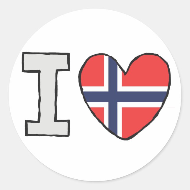 I Love Norway Classic Round Sticker (Front)