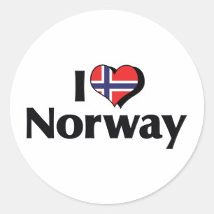 I Love Norway Flag Classic Round Sticker