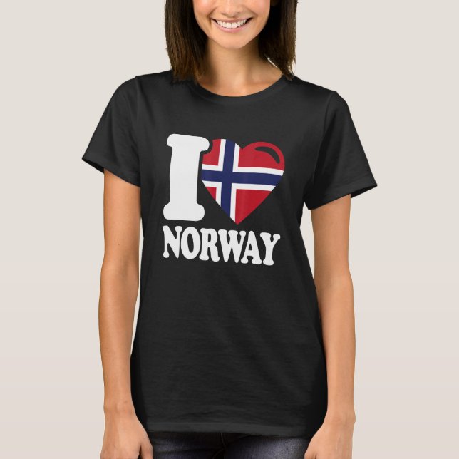 I Love Norway Homeland Norwegian Flag Norway T-Shirt (Front)