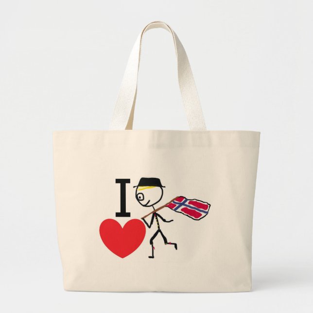 I Love Norway Large Tote Bag (Front)