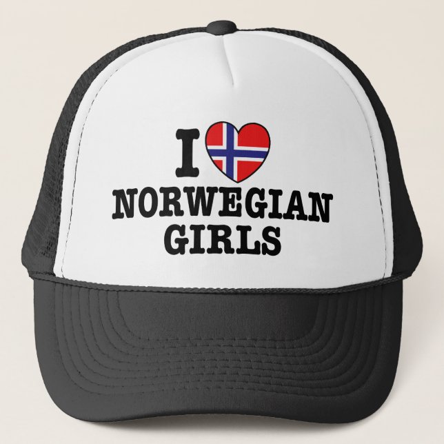 I Love Norwegian Girls Trucker Hat (Front)