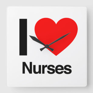 i love nurses square wall clock