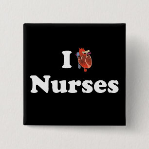 I love nursing 15 cm square badge