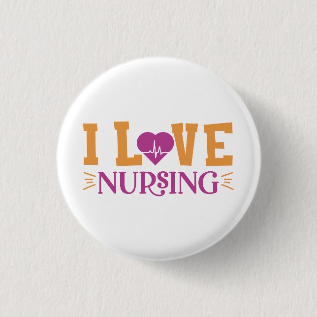 I Love Nursing 3 Cm Round Badge (Front)
