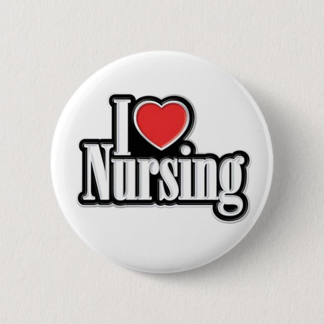 I Love Nursing 6 Cm Round Badge (Front)