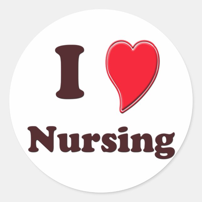 I Love Nursing Classic Round Sticker (Front)