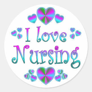 I Love Nursing Classic Round Sticker