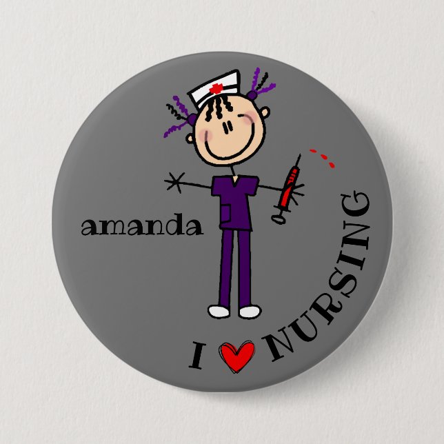 I love Nursing Customised Name 7.5 Cm Round Badge (Front)