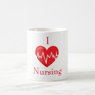 I love nursing heartbeat on red heart coffee mug