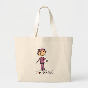 I Love Nursing Large Tote Bag