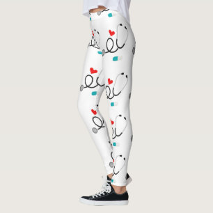 I Love Nursing pattern womens leggings