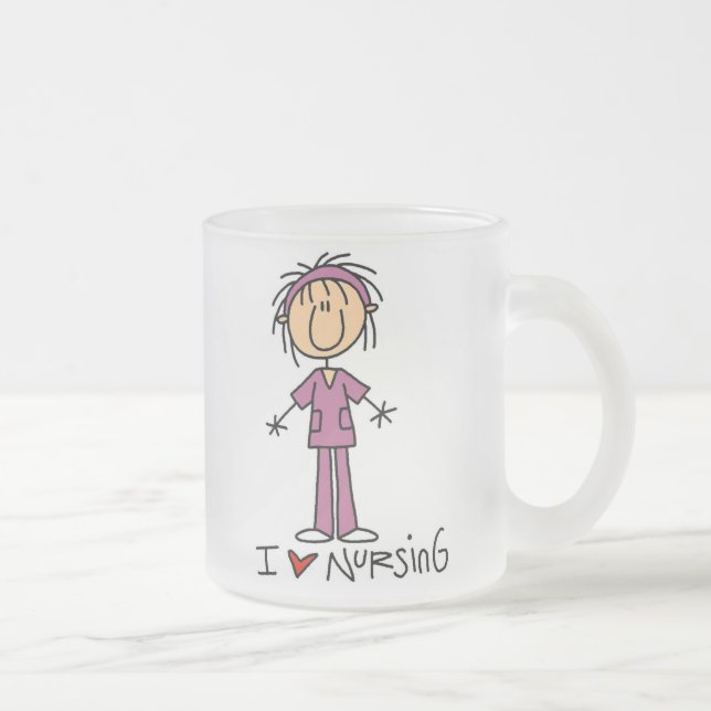 I Love Nursing T-shirts and Gifts Frosted Glass Coffee Mug (Right)