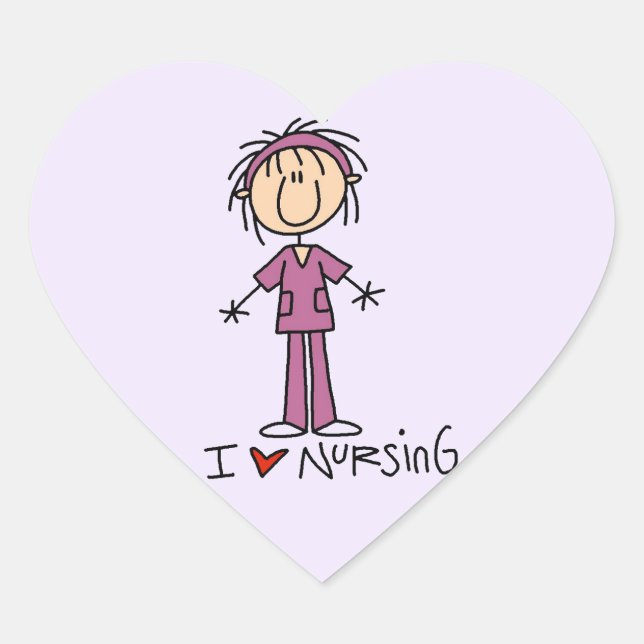 I Love Nursing T-shirts and Gifts Heart Sticker (Front)