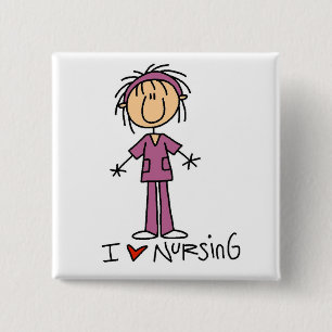 I Love Nursing Tshirts and Gifts 15 Cm Square Badge