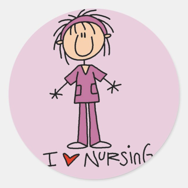 I Love Nursing Tshirts and Gifts Classic Round Sticker (Front)