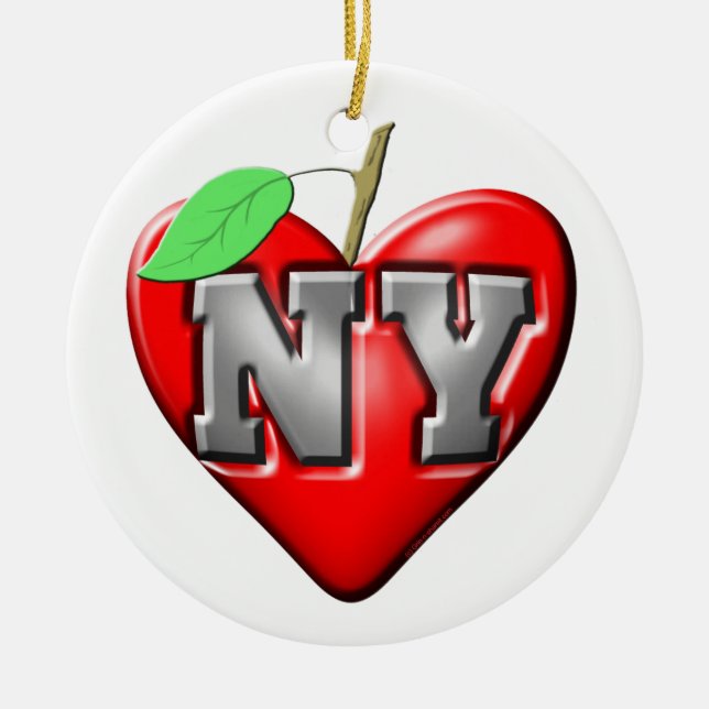 I Love NY Ceramic Tree Decoration (Front)