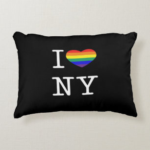 I Love NY - Gay Pride Rainbow Heart Classic Decorative Cushion