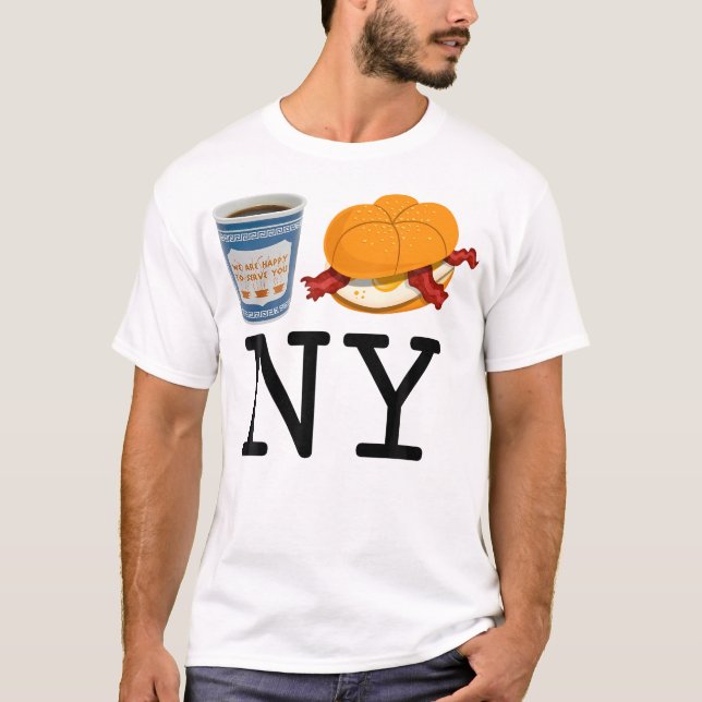 I Love Ny New York Bacon Egg And Cheese And Coffee T-Shirt (Front)