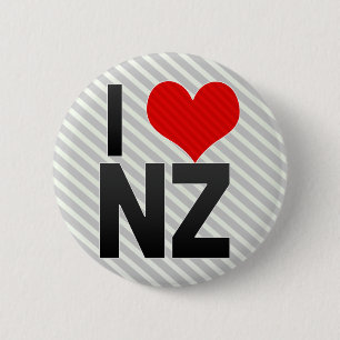 I Love NZ 6 Cm Round Badge
