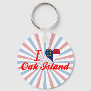 I Love Oak Island, North Carolina Key Ring