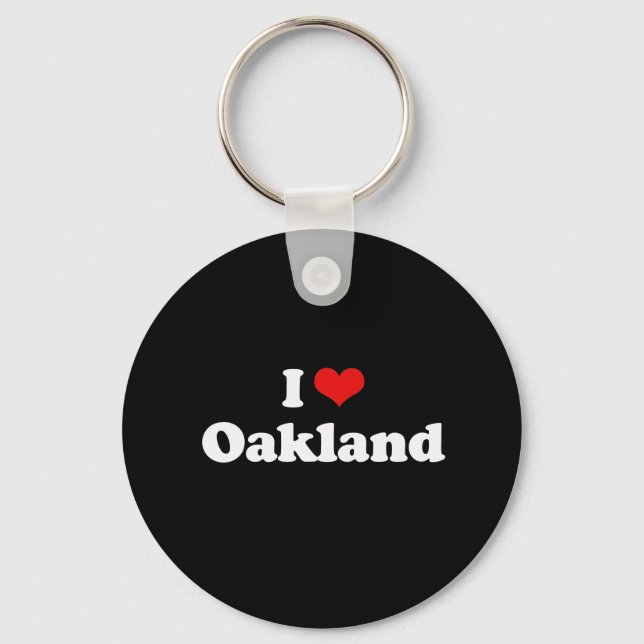 I Love Oakland Tshirt White Tshirt Key Ring (Front)