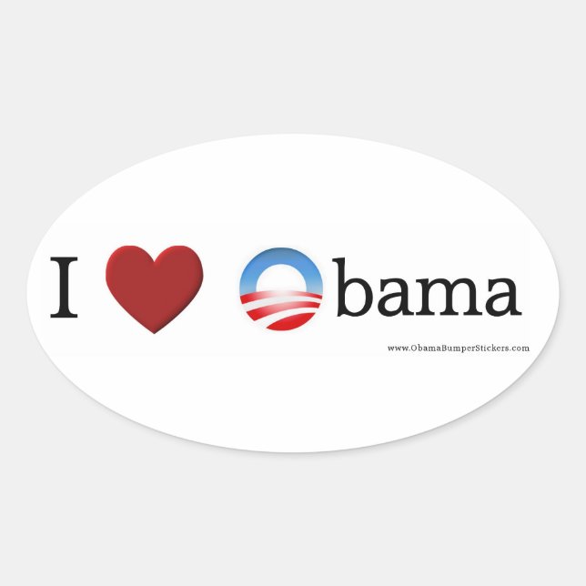 I love Obama Oval Sticker (Front)