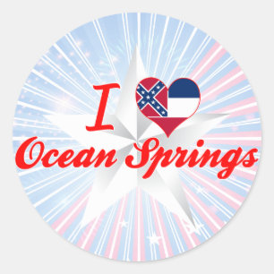 I Love Ocean Springs, Mississippi Classic Round Sticker