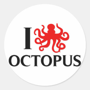 I Love Octopus Classic Round Sticker