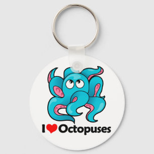 I Love Octopuses Key Ring