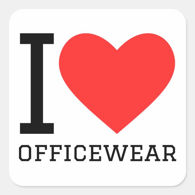 I love officewear square sticker (Front)