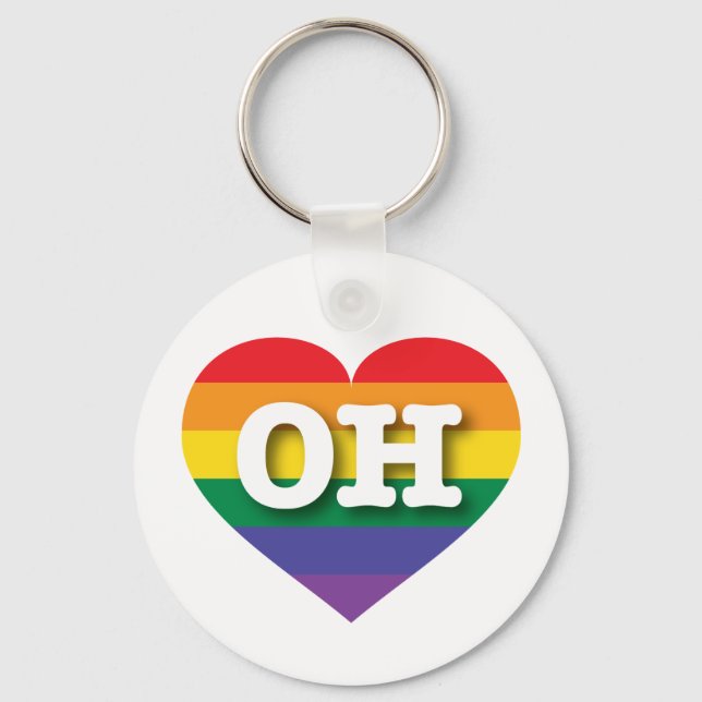 I Love Ohio Rainbow Heart Key Ring (Front)