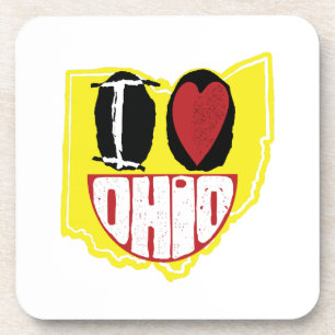 I Love Ohio Smiling Happy Face  Coaster